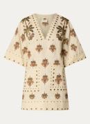 Farm Rio Coconut Tree mini tuniekjurk van linnen met studs
