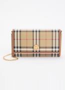 Burberry Hannah clutch met kalfsleren details en ruit dessin