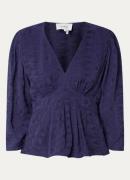 ba&sh Idol top met jacquard dessin en V-hals