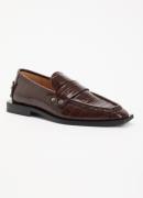 Ganni Loafer met crocostructuur en lakfinish