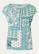 Benetton Top met print en watervalhals