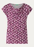 Benetton Top met print en watervalhals