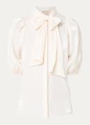 JOSH V Sylvia blouse met pofmouw en sjaalkraag