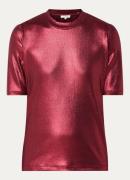 Expresso T-shirt met ribstructuur en metallic finish