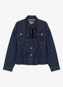 Maje Blouse van denim met sjaalkraag en opgestikte zakken