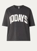 10DAYS T-shirt met logoborduring en gemêleerd dessin