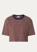 Sandro Cropped T-shirt met strass en streepprint