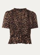 Rails Portia top in lyocellblend met panterprint en smockwerk