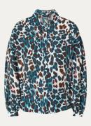 Claudia Sträter Blouse met panterprint en structuur