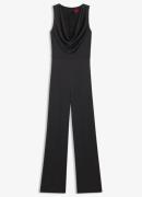 HUGO Wide fit jumpsuit van satijn met watervalhals