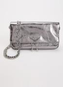 Zadig&Voltaire Rock Nano clutch van leer met metallic finish en afneem...