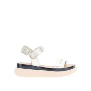 Sandalen met plateauzool in leer