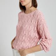 Trui in tricot met ajour, boothals