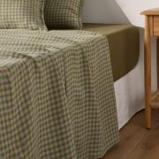 Plat laken in gewassen linnen, Acélie olijf/opaline