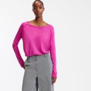 Trui met ronde hals in fijn tricot, lange mouwen