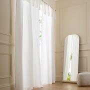 Linnen gevoerd gordijn met strikjes Colin