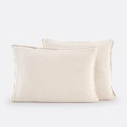 Kussensloop in gewassen linnen, laddersteek, Linot