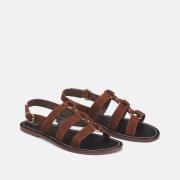 Platte sandalen in leer