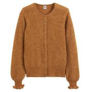 Gebreid vest in gemengd alpaca, volants onderaan de mouwen