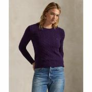 Trui met ronde hals, kabeltricot van wol en kasjmier