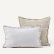 Gewassen linnen kussensloop met dubbele franje Alhanasia