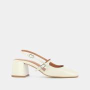 Pumps open hak, in leer Ada