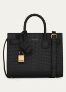 Saint Laurent Sac de Jour Nano handtas van kalfsleer met crocostructuu...