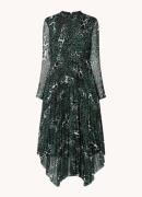 Whistles Night cat midi-jurk met plissé en asymmetrische zoom