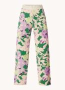 BRAX Maine high waist wide fit pantalon met bloemenprint