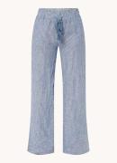 Ralph Lauren High waist loose fit pantalon van linnen met streepprint