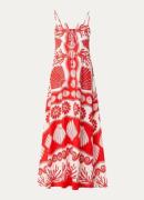 Farm Rio Ainika maxi jurk in linnenblend met bladprint