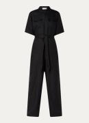 Selected Femme Allesandra straight fit jumpsuit in linnenblend met ste...