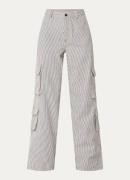 Co'Couture Mila high waist loose fit cargobroek met streepprint