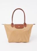 Longchamp Le Pliage schoudertas M met leren details