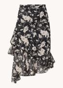 L.K.Bennett Winona midi rok met bloemenprint en asymmetrische zoom