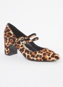 Dune London Approval pump van leer met panterprint