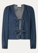 Neo Noir Silvi blouse van denim met gestrikt detail