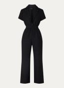 Maje Loose fit jumpsuit van tweed met strass