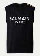 Balmain Mouwloze top met sierknopen en logoprint