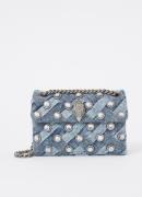 Kurt Geiger Mini Kensington crossbodytas van denim met strass en verst...