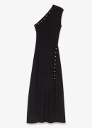 Maje Fijngebreide one shoulder maxi jurk met rugdecolleté