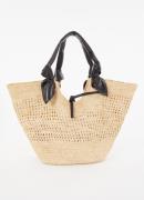 Hereu Fonol schoudertas van raffia met leren details