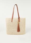 Ralph Lauren Shopper van raffia met leren details