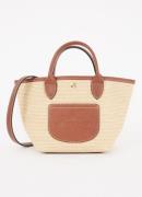 Longchamp Le Pliage XS Basket crossbodytas van raffia met leren detail...