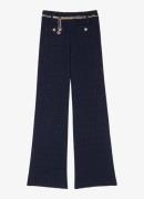 Maje High waist straight fit pantalon van bouclé met ceintuur