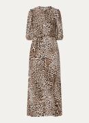 Beaumont Lesley maxi blousejurk met panterprint en strikceintuur