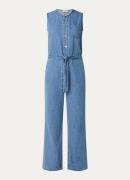 Modström Minni straight fit jumpsuit van denim met borstzak en strikce...