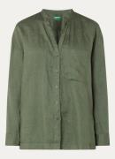 Benetton Blouse van linnen met borstzak