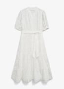 Hobbs Rosanna midi blousejurk met broderie en strikceintuur
