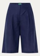 Benetton High waist straight fit korte broek in linnenblend